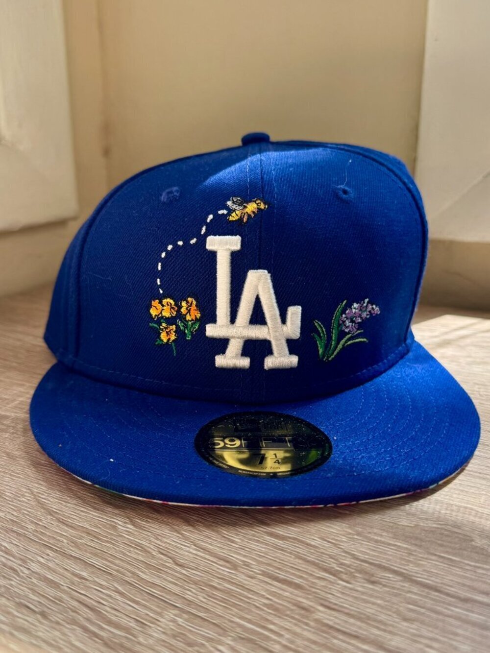 New Era Los Angeles Dodgers Floral Baseball Hat Blue Size 7.25